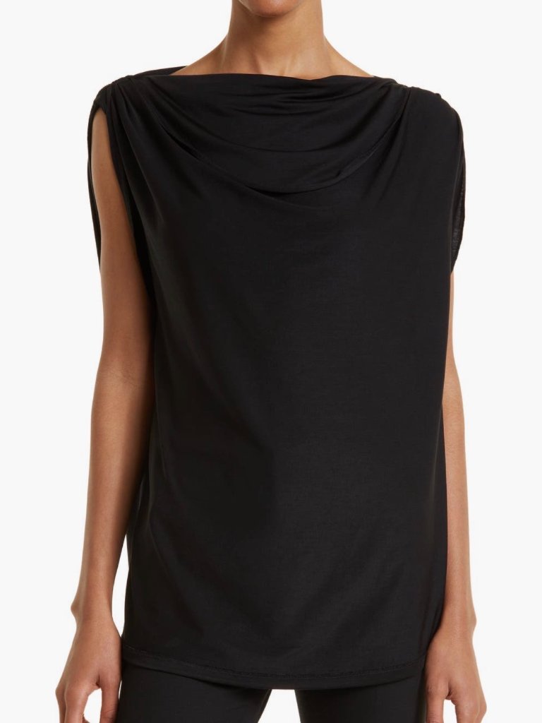 Ted Baker London Margeta Draped Sleeveless Black Top Size 2